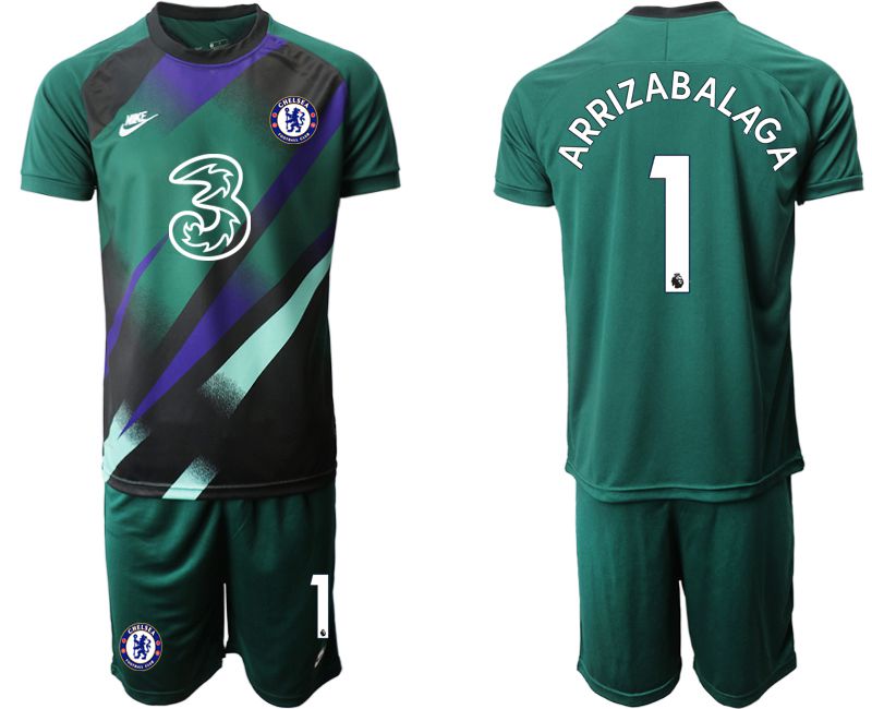 Men 2020-2021 club Chelsea Dark green goalkeeper #1 Soccer Jerseys->chelsea jersey->Soccer Club Jersey